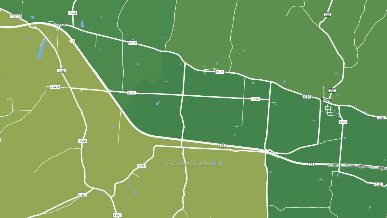Big Rock, OH Map of Vehicle Theft Rates