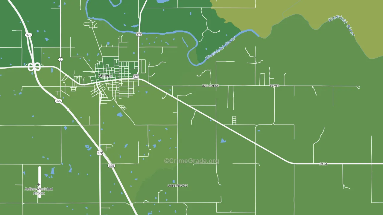 Big Rocks, OK Map of Vehicle Theft Rates