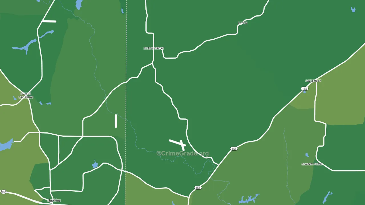 Big Sandy, TX Map of Vehicle Theft Rates