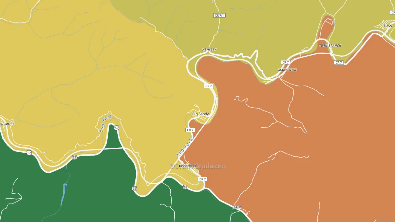 Big Sandy, WV Map of Vehicle Theft Rates