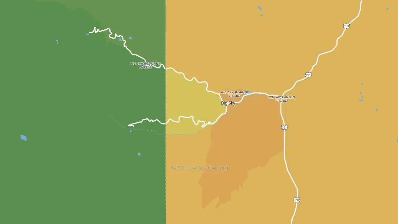 Big Sky, MT Map of Vehicle Theft Rates
