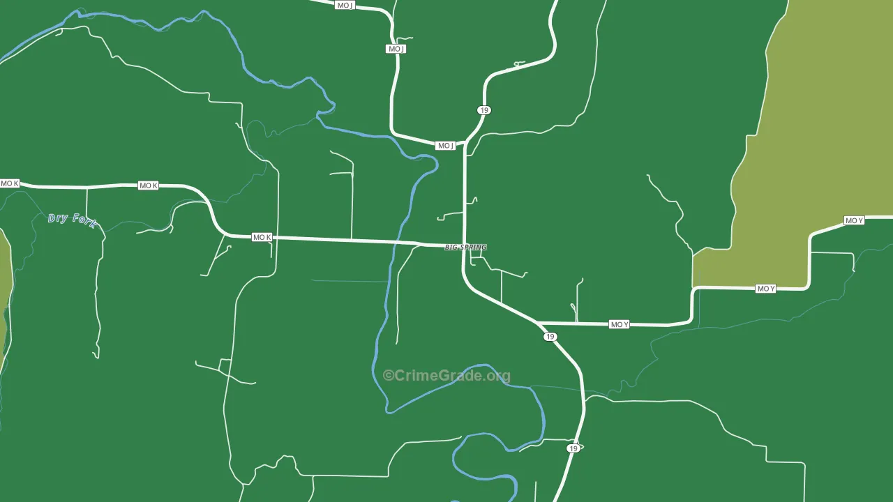 Big Spring, MO Map of Vehicle Theft Rates