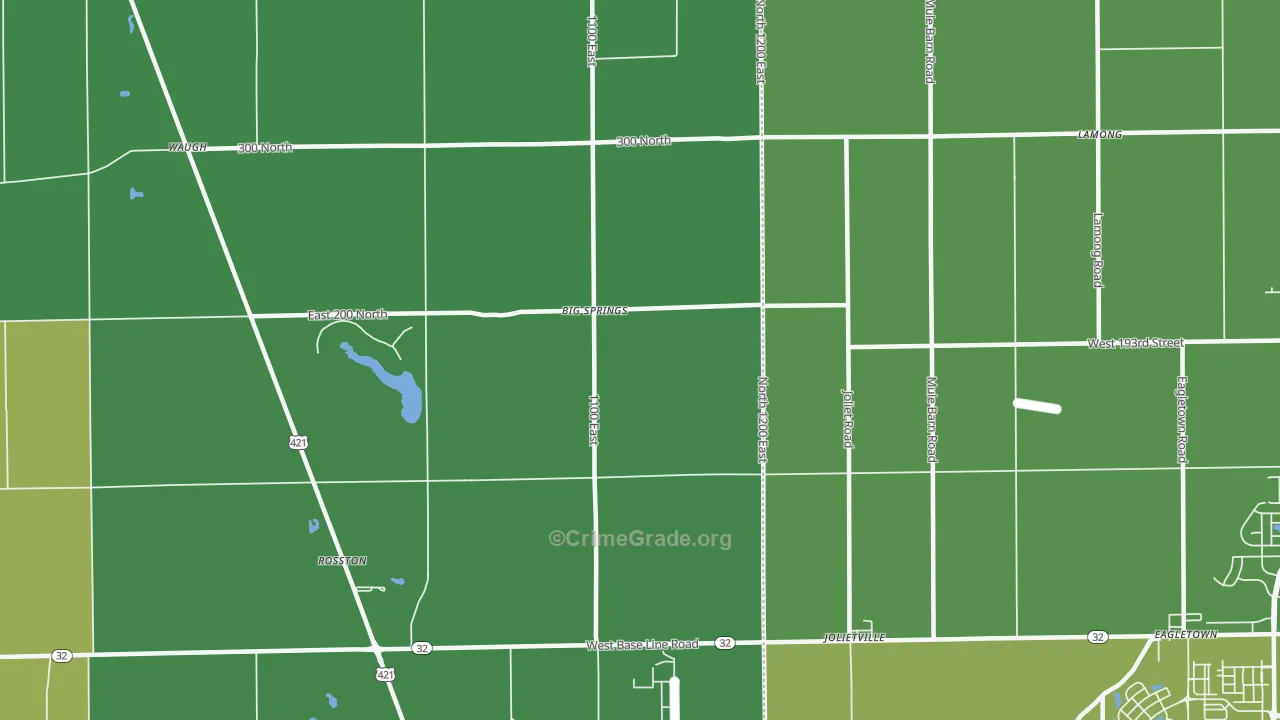 Big Springs, IN Map of Vehicle Theft Rates