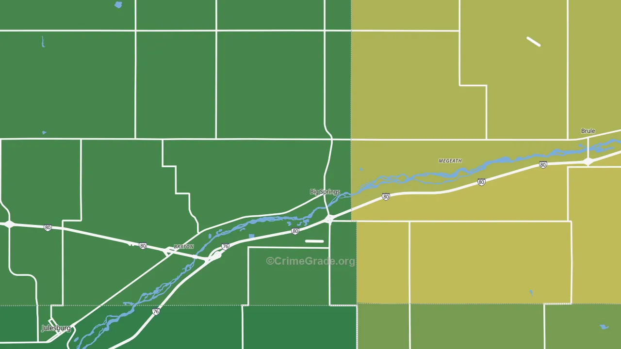 Big Springs, NE Map of Vehicle Theft Rates