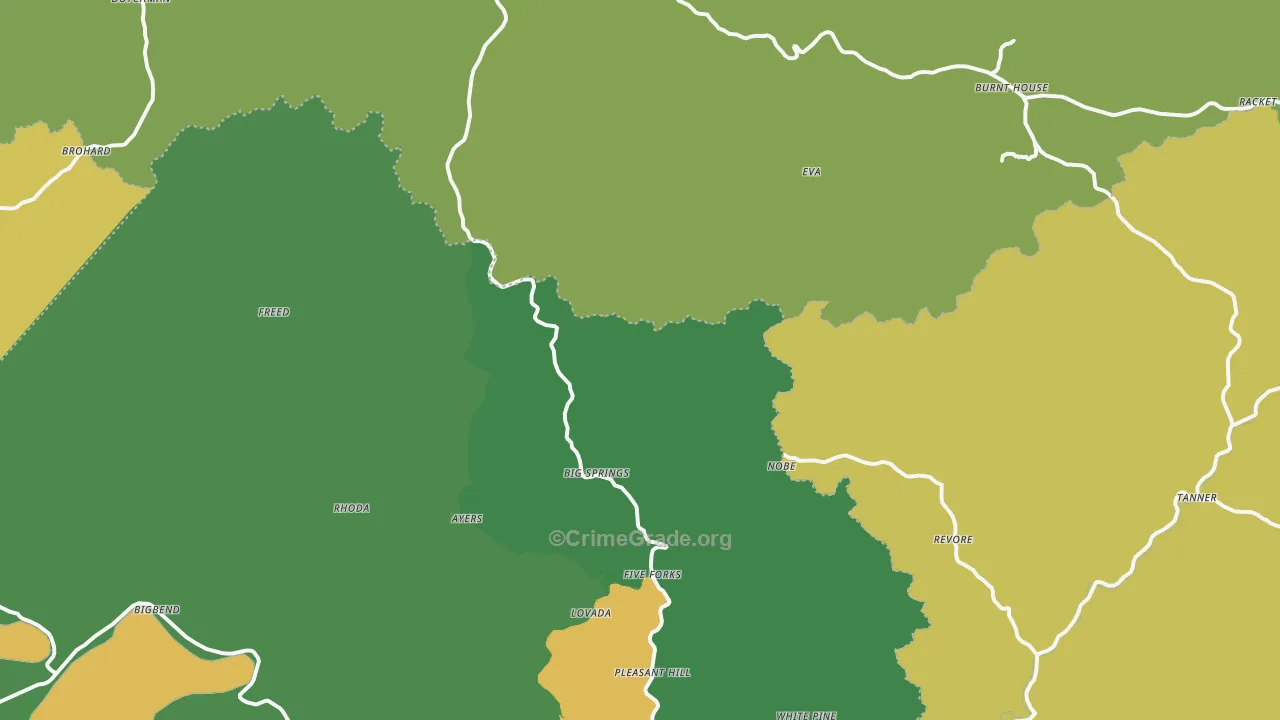 Big Springs, WV Map of Vehicle Theft Rates