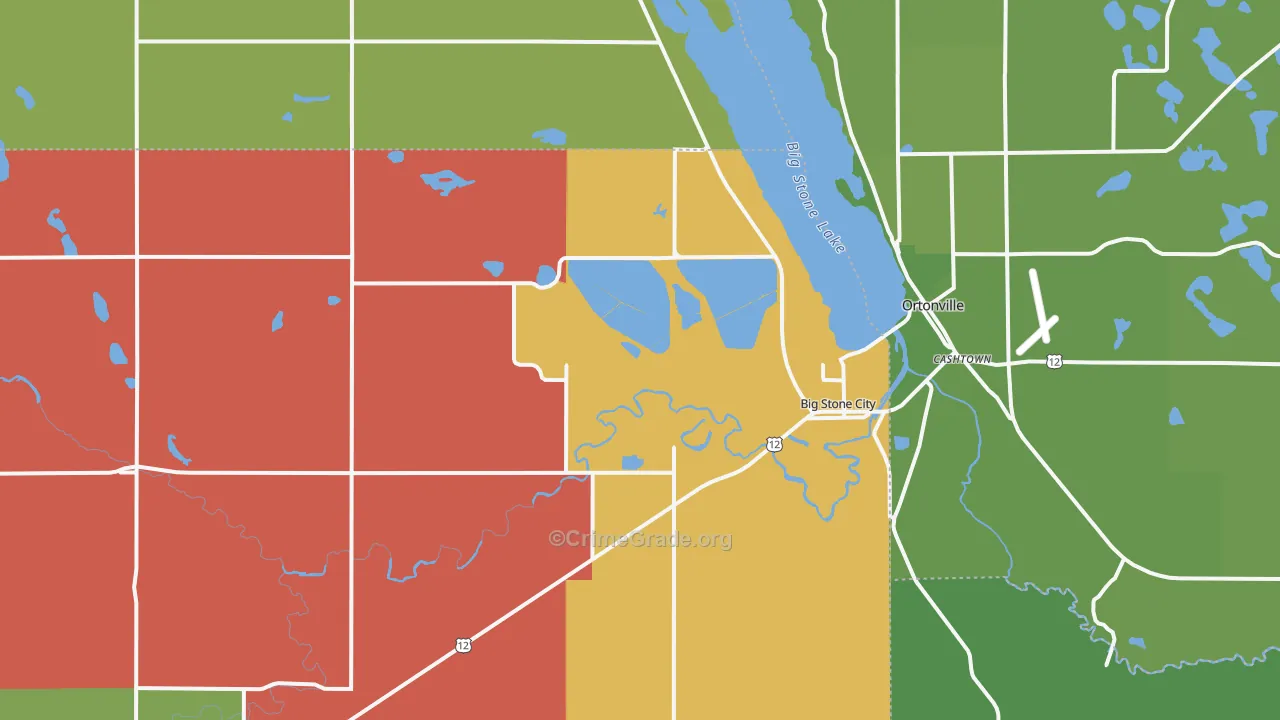 Big Stone City, SD Map of Vehicle Theft Rates