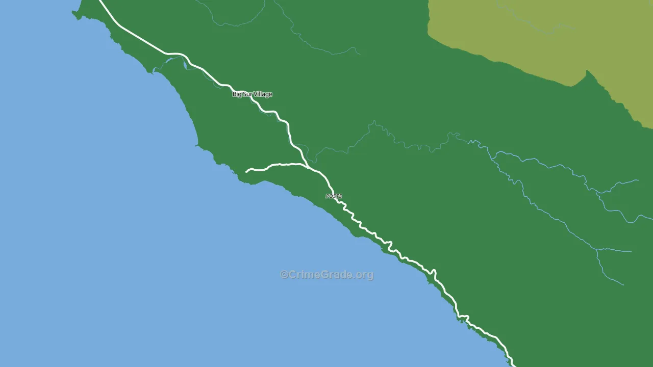 Big Sur, CA Map of Vehicle Theft Rates