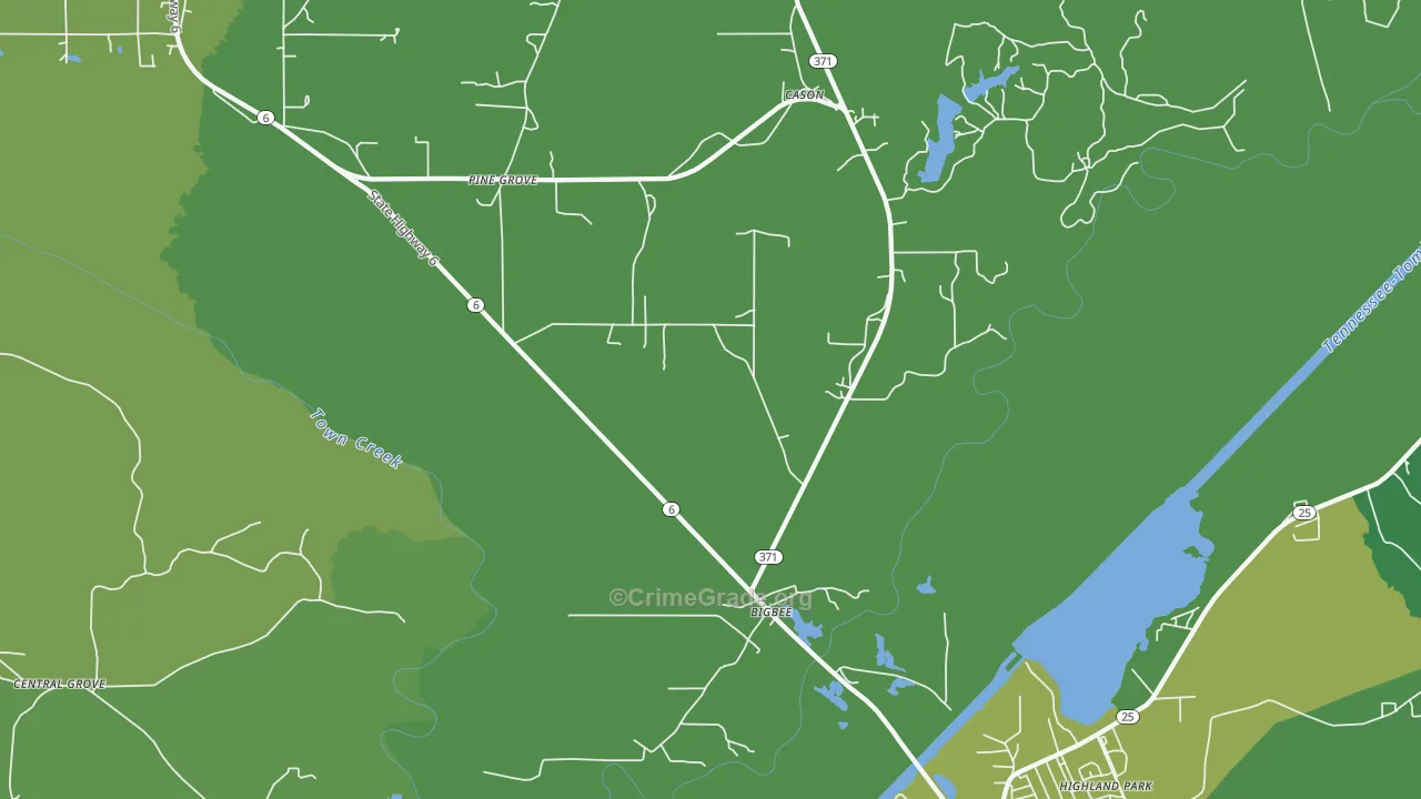 Bigbee, MS Map of Vehicle Theft Rates