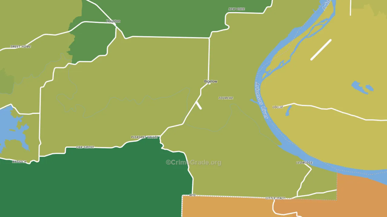 Bigelow, AR Map of Vehicle Theft Rates