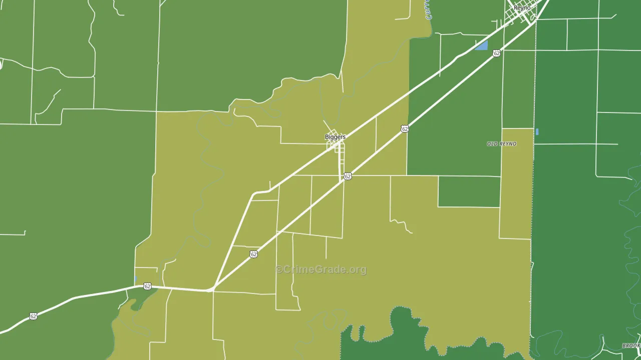 Biggers, AR Map of Vehicle Theft Rates