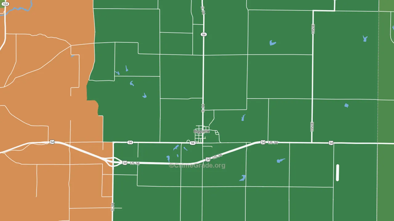 Biggsville, IL Map of Vehicle Theft Rates