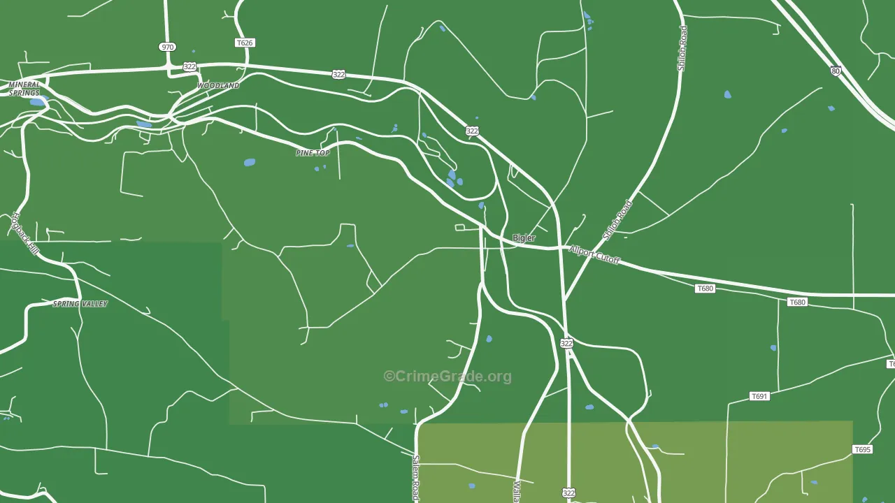 Bigler, PA Map of Vehicle Theft Rates