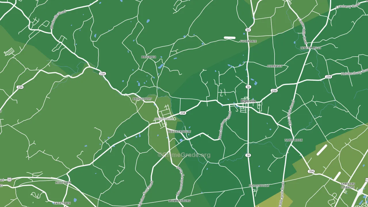 Biglerville, PA Map of Vehicle Theft Rates