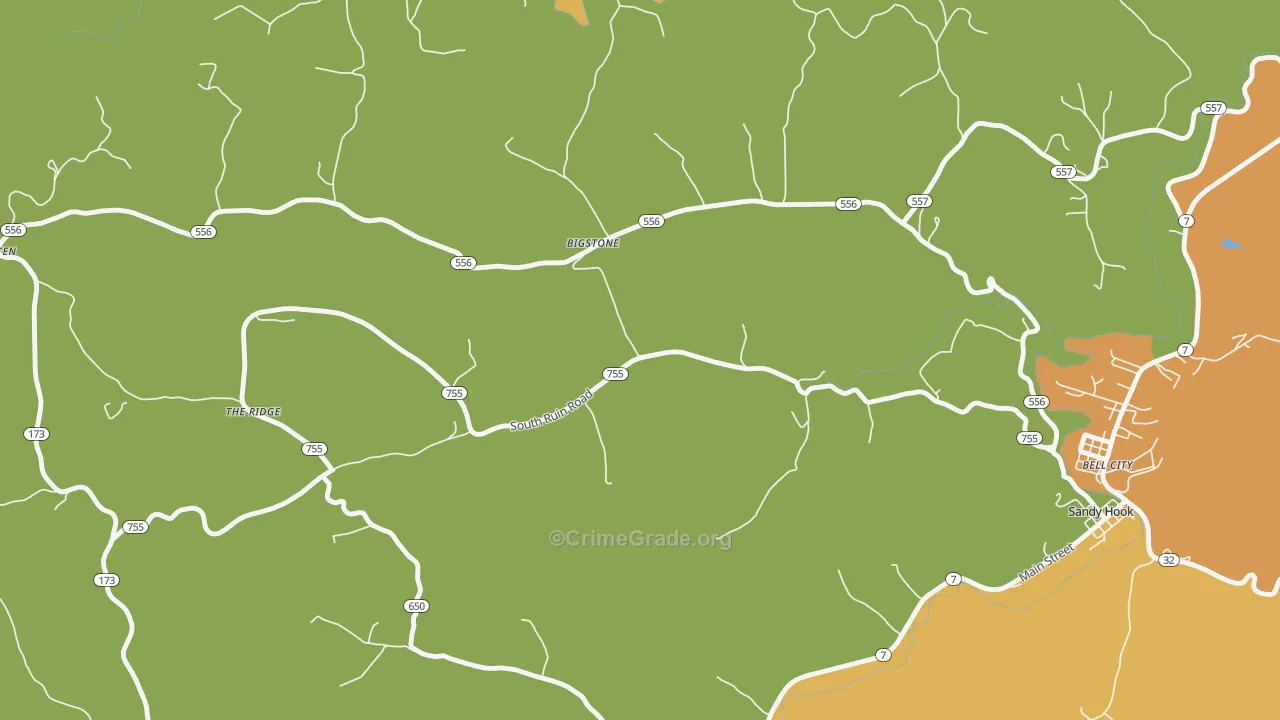 Bigstone, KY Map of Vehicle Theft Rates