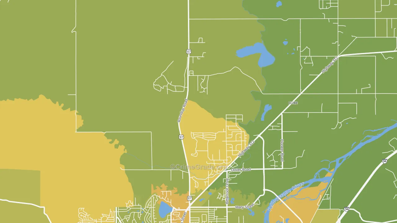 Billings Heights, MT Map of Vehicle Theft Rates