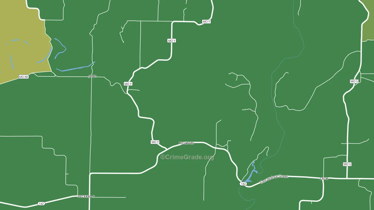 Billmore, MO Map of Vehicle Theft Rates