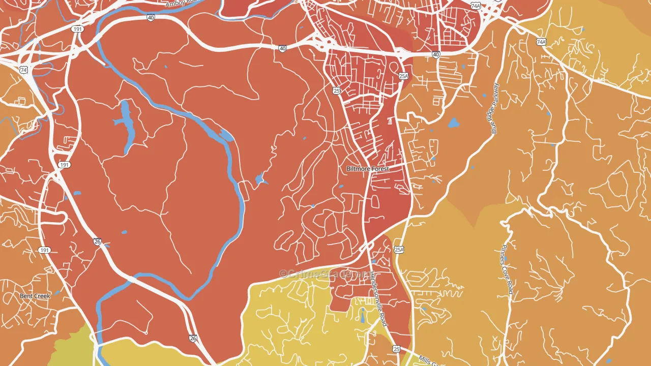 Biltmore Forest, NC Map of Vehicle Theft Rates