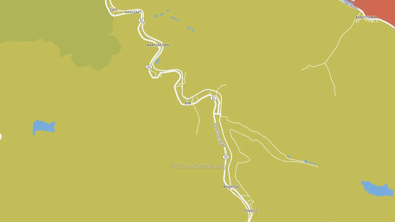 Bim, WV Map of Vehicle Theft Rates
