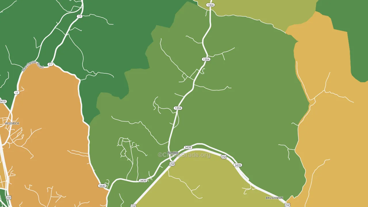 Bimble, KY Map of Vehicle Theft Rates