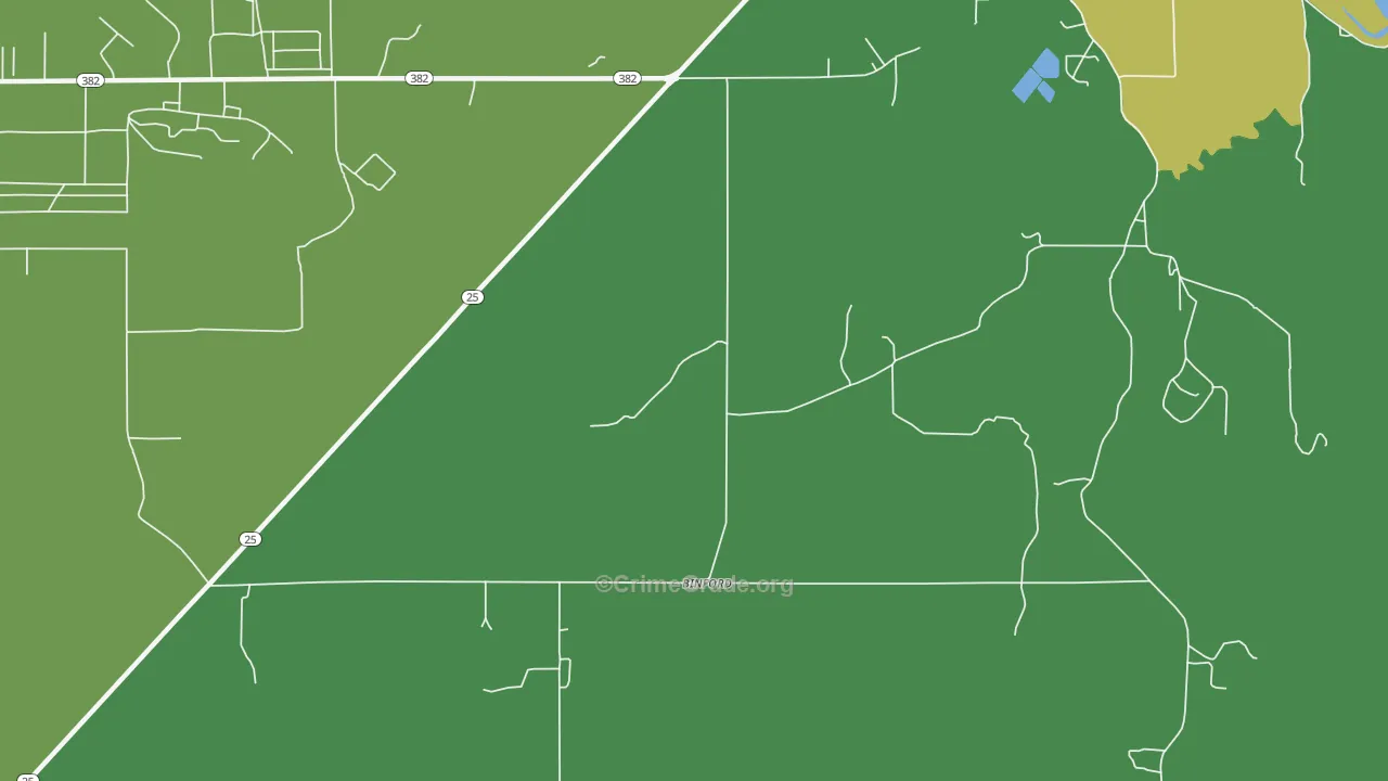Binford, MS Map of Vehicle Theft Rates