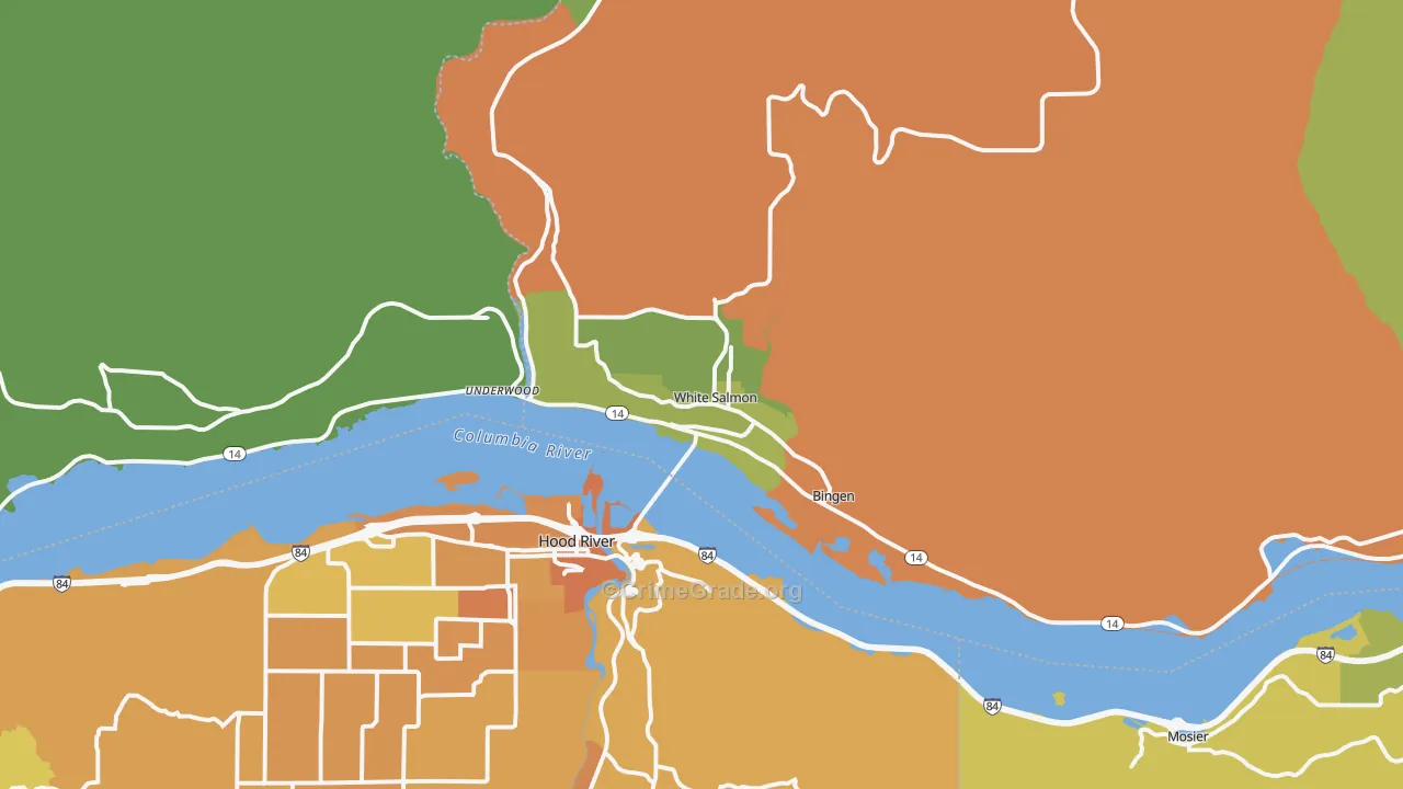 Bingen, WA Map of Vehicle Theft Rates