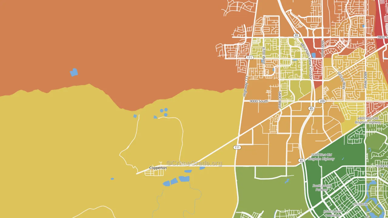 Bingham Canyon, UT Map of Vehicle Theft Rates