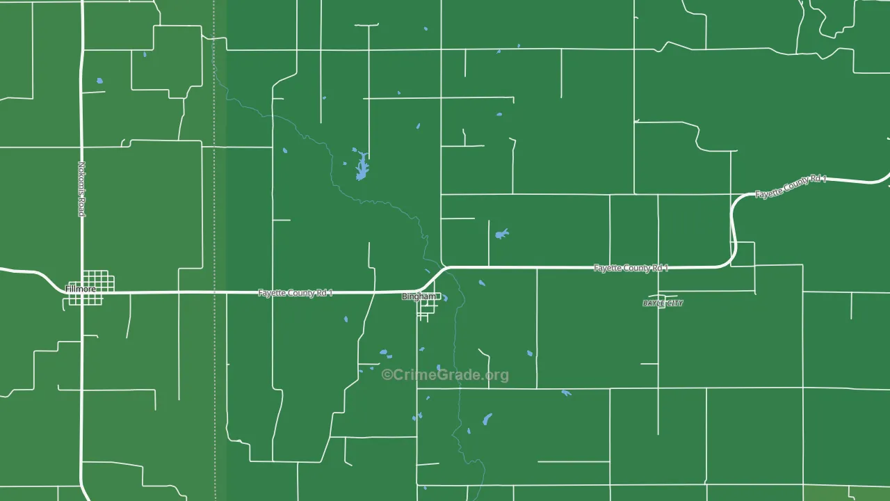 Bingham, IL Map of Vehicle Theft Rates