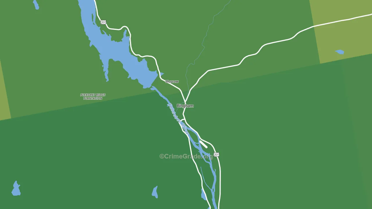 Bingham, ME Map of Vehicle Theft Rates