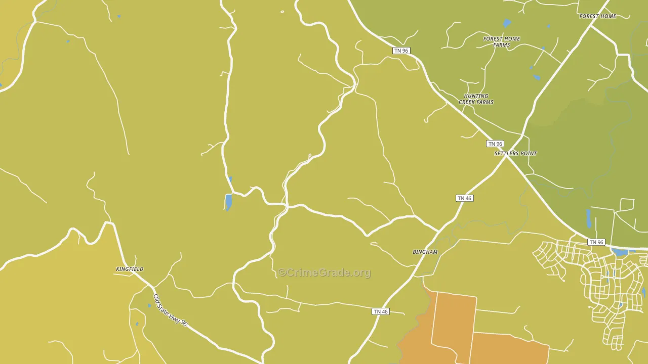 Bingham, TN Map of Vehicle Theft Rates