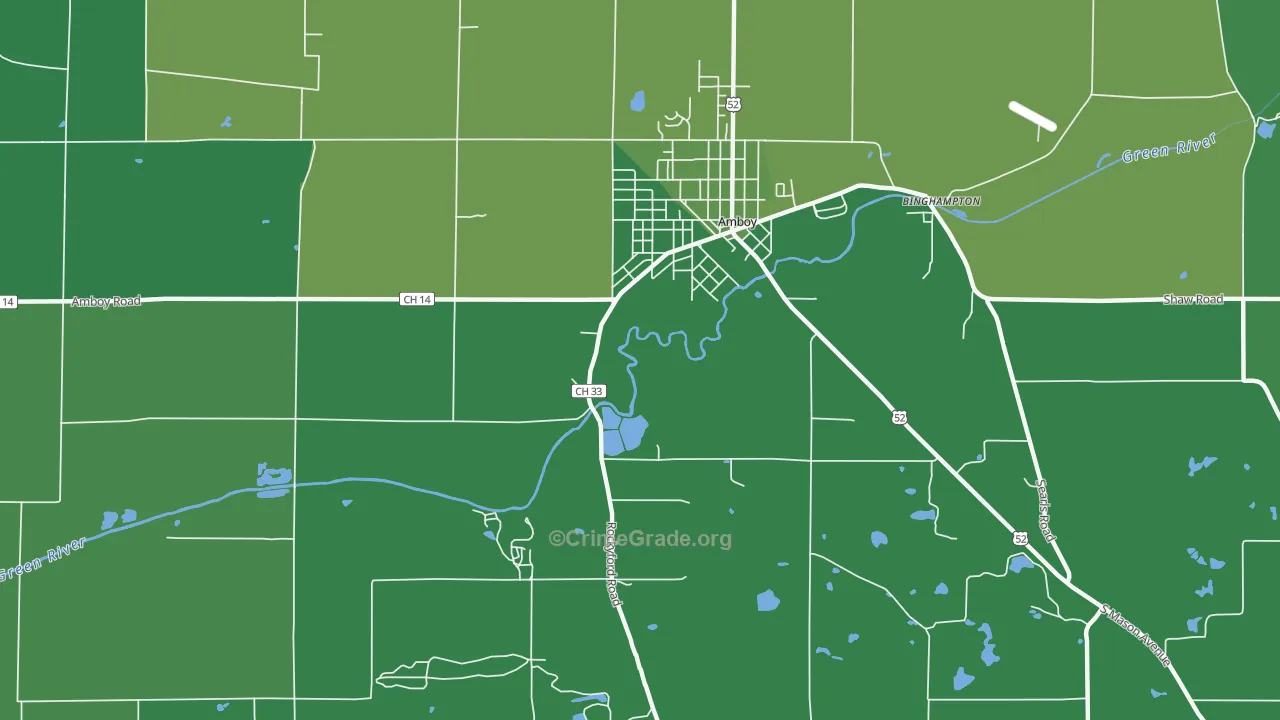 Binghampton, IL Map of Vehicle Theft Rates