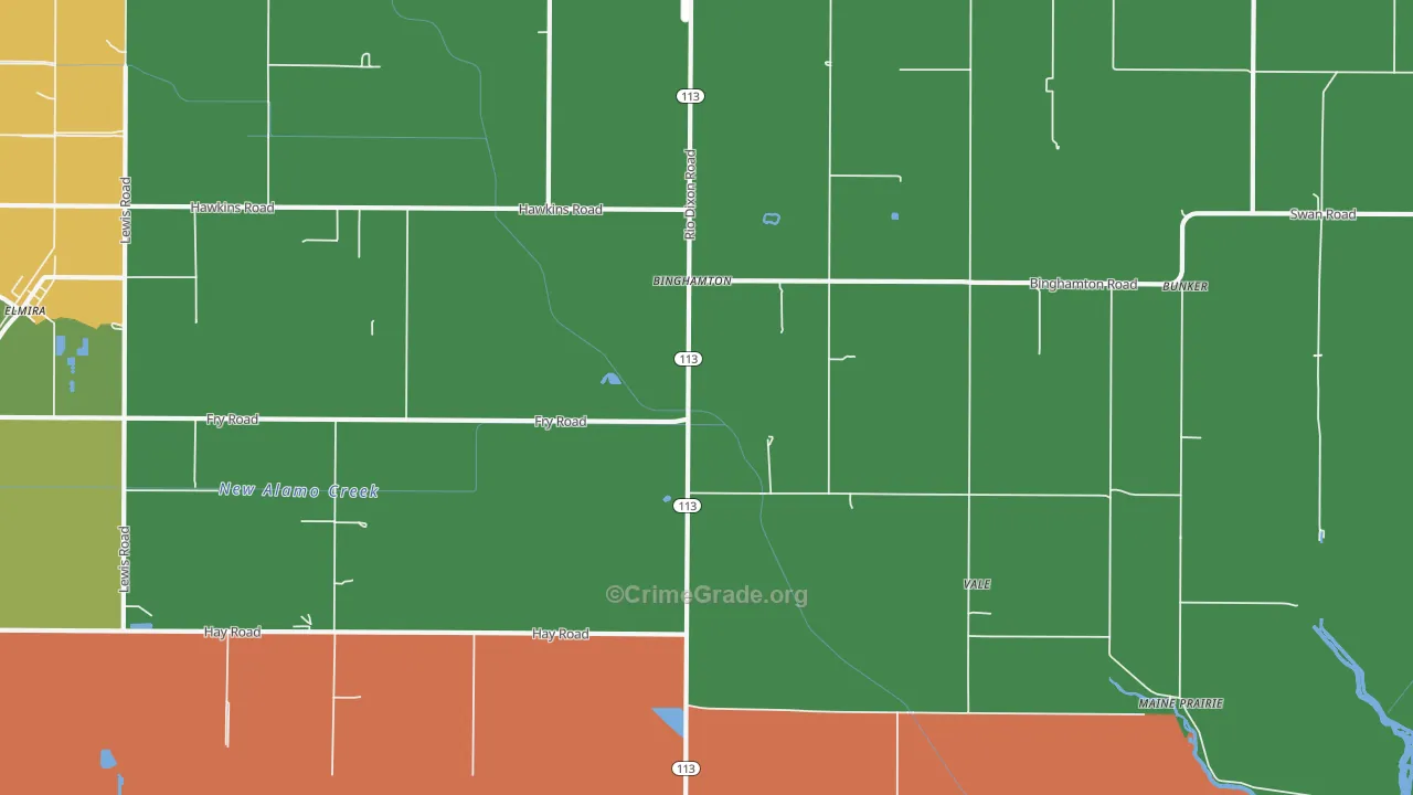 Binghamton, CA Map of Vehicle Theft Rates