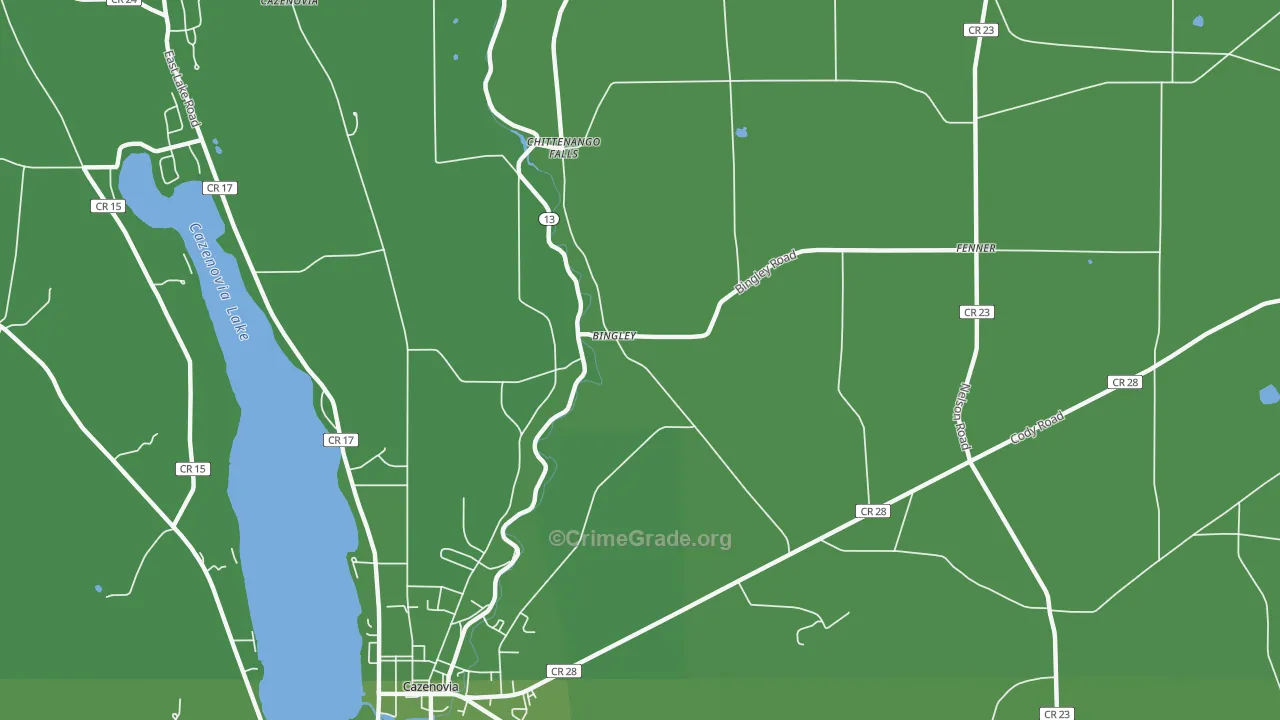 Bingley, NY Map of Vehicle Theft Rates