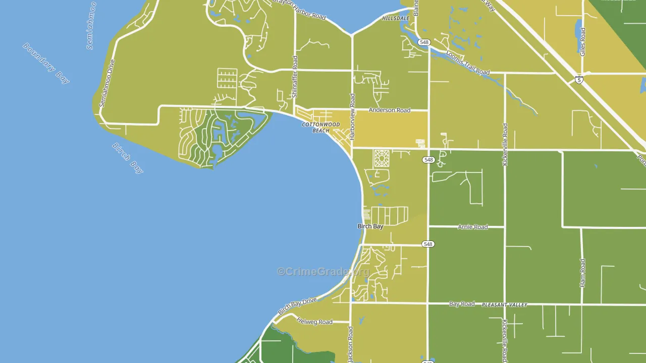 Birch Bay, WA Map of Vehicle Theft Rates