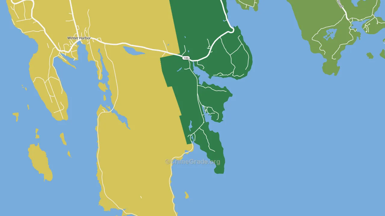 Birch Harbor, ME Map of Vehicle Theft Rates