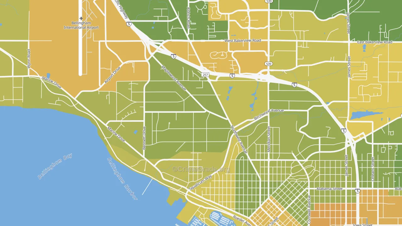 Birchwood, Bellingham, WA Map of Vehicle Theft Rates