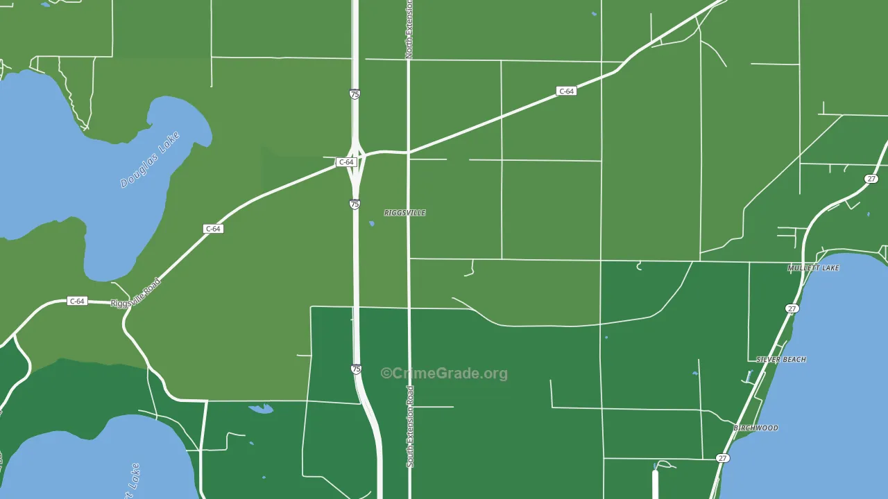 Birchwood, MI Map of Vehicle Theft Rates