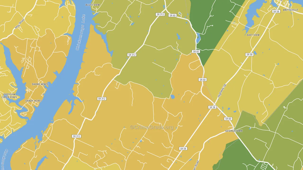 Birchwood, TN Map of Vehicle Theft Rates