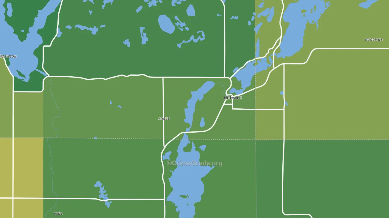 Birchwood, WI Map of Vehicle Theft Rates