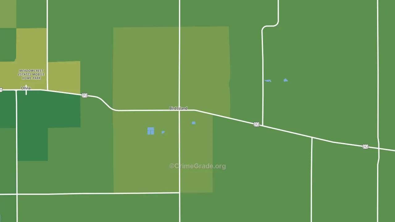 Bird Island, MN Map of Vehicle Theft Rates