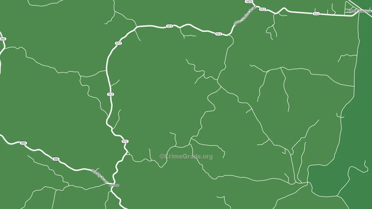 Birdie, KY Map of Vehicle Theft Rates