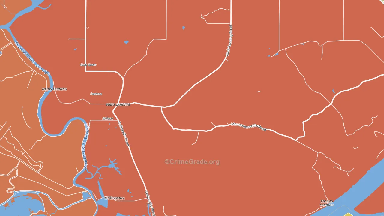 Birds Landing, CA Map of Vehicle Theft Rates