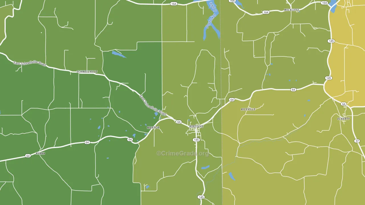 Birdseye, IN Map of Vehicle Theft Rates