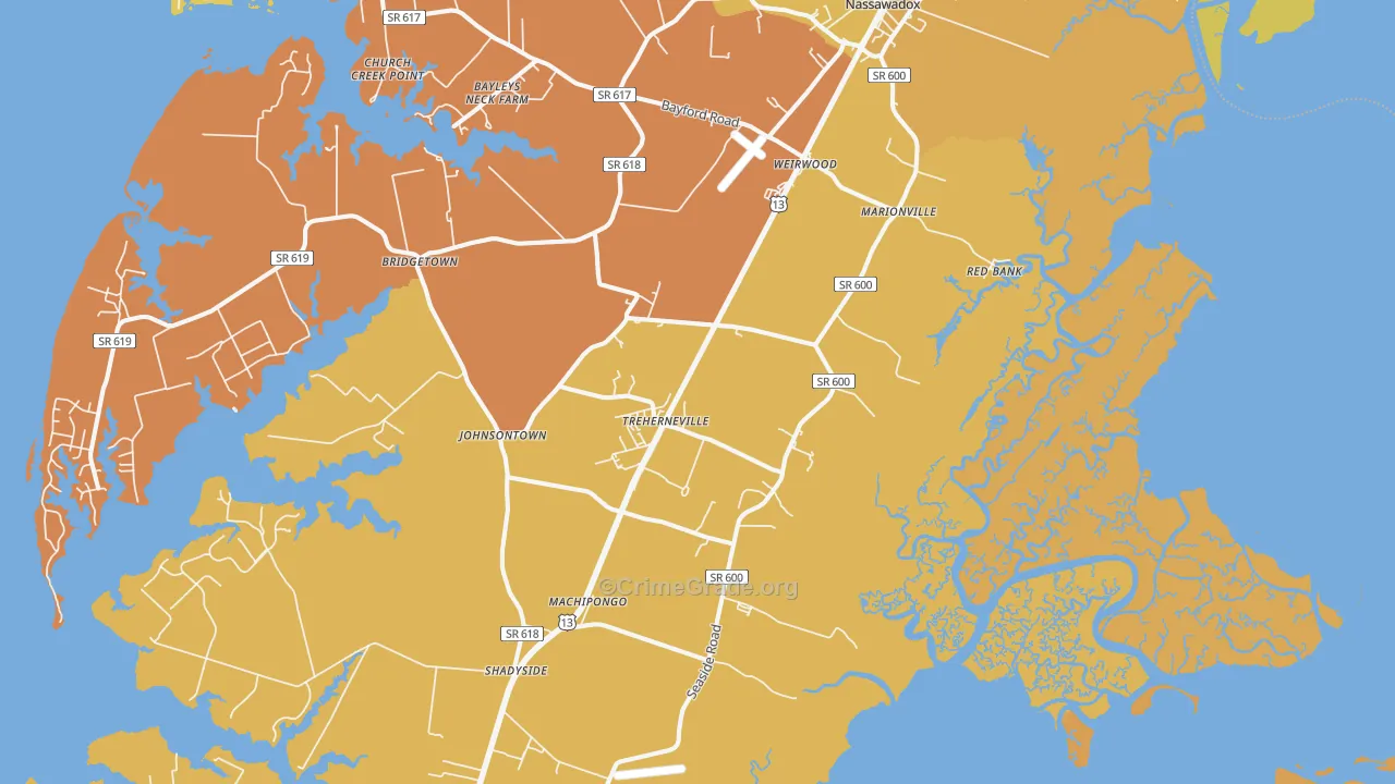 Birdsnest, VA Map of Vehicle Theft Rates