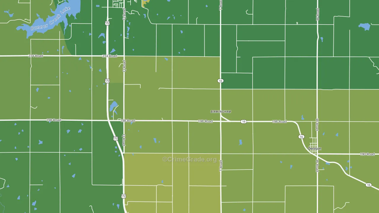 Birmingham, KS Map of Vehicle Theft Rates