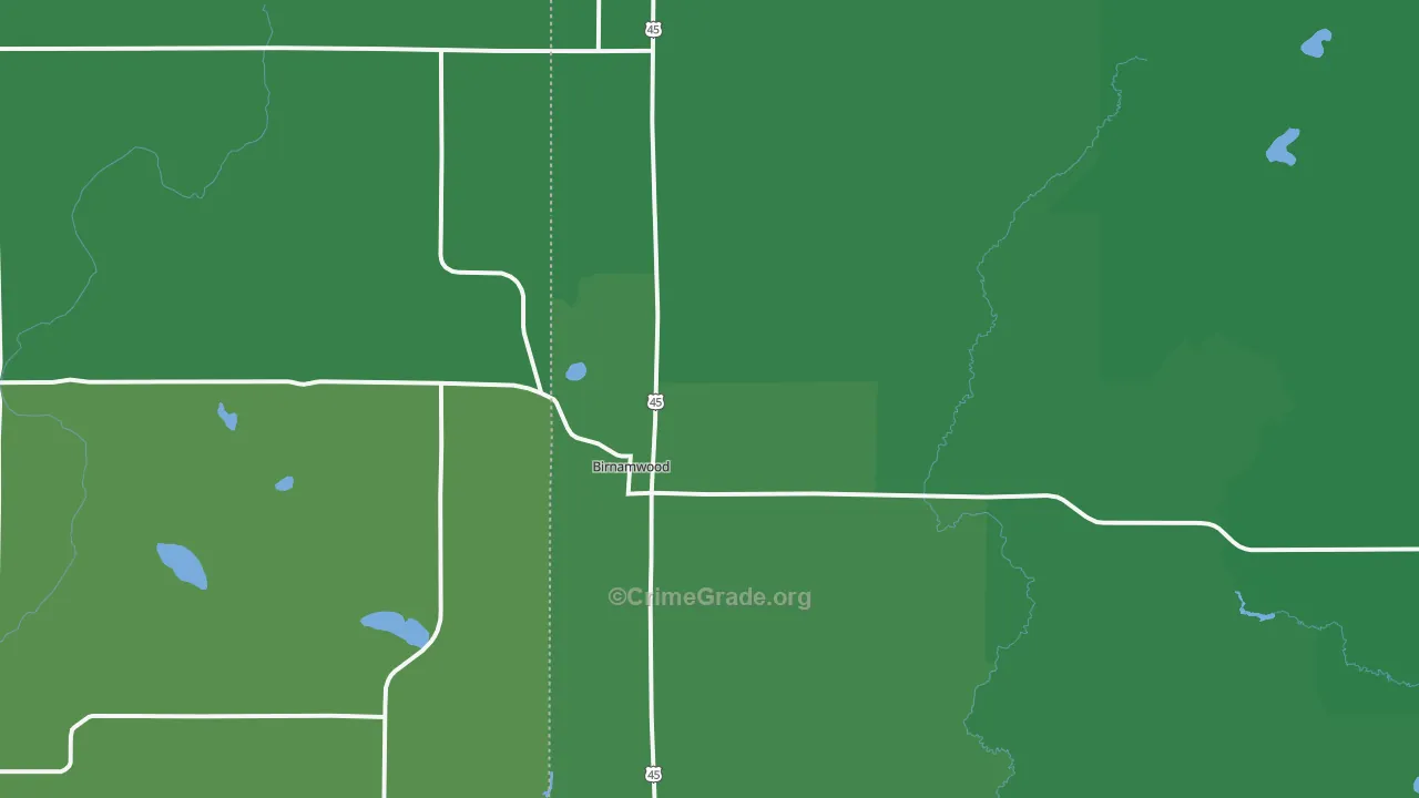 Birnamwood, WI Map of Vehicle Theft Rates