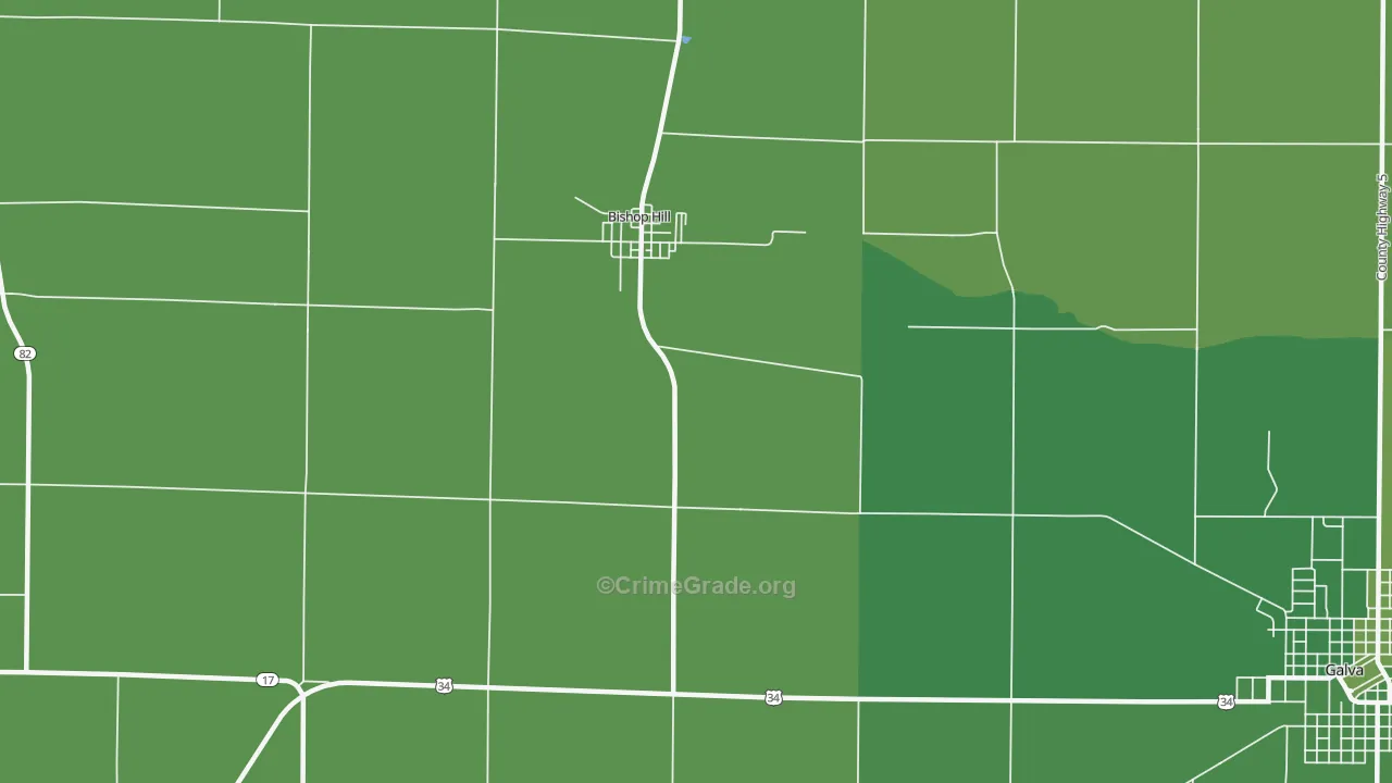 Bishop Hill, IL Map of Vehicle Theft Rates