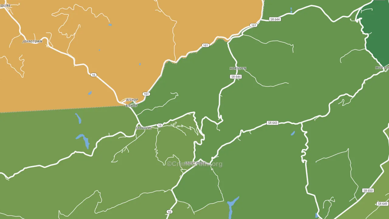 Bishop, VA Map of Vehicle Theft Rates