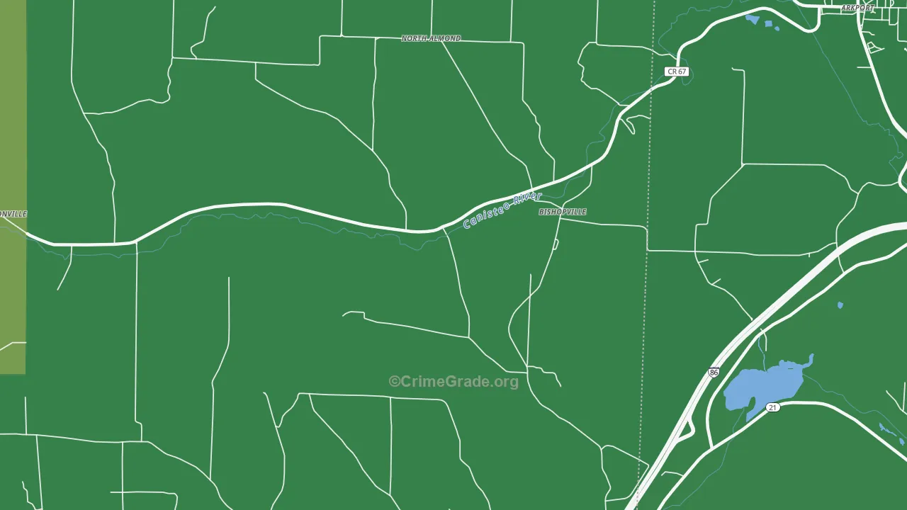 Bishopville, NY Map of Vehicle Theft Rates