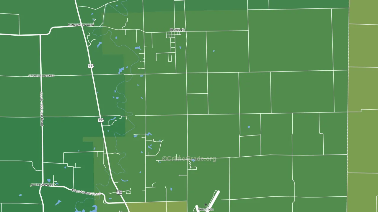 Bismarck, IL Map of Vehicle Theft Rates