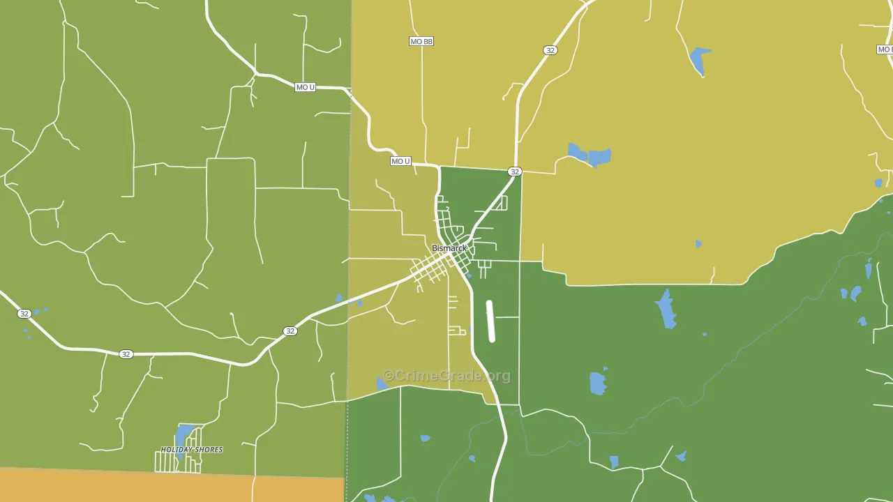 Bismarck, MO Map of Vehicle Theft Rates